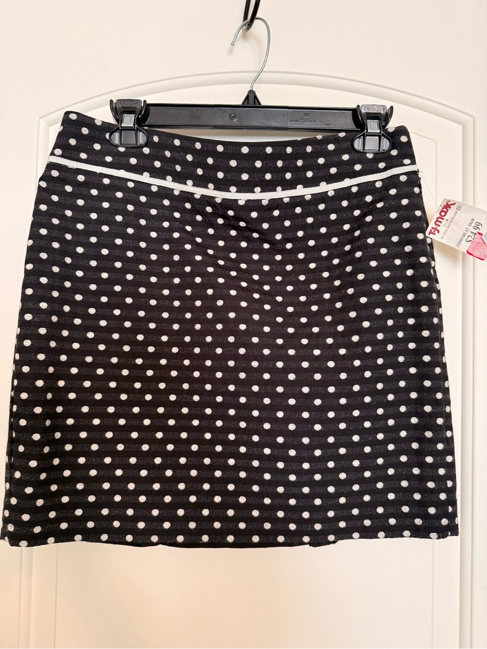 Max Studio Black Mini Skirt with White Polka Dots - Pencil Silhouette